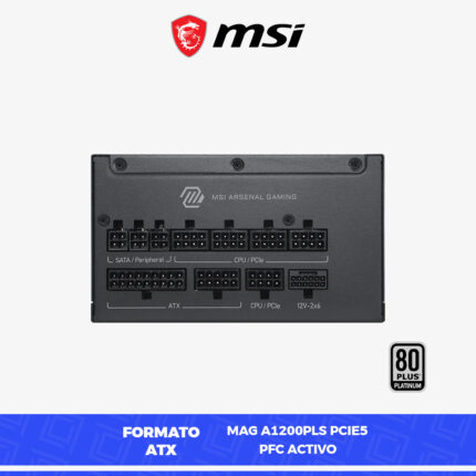 FUENTE MSI MAG A1200PLS PCIE5 | 80 PLUS PLATINUM | MODULAR - Imagen 4