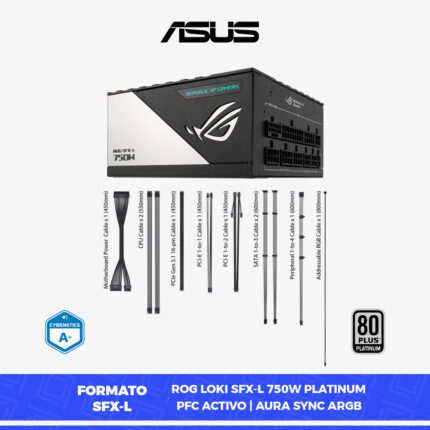 FUENTE ASUS ROG LOKI 750W PLATINUM ARGB | PLATINUM | PCIe5.0 | ATX3.0 - Imagen 4