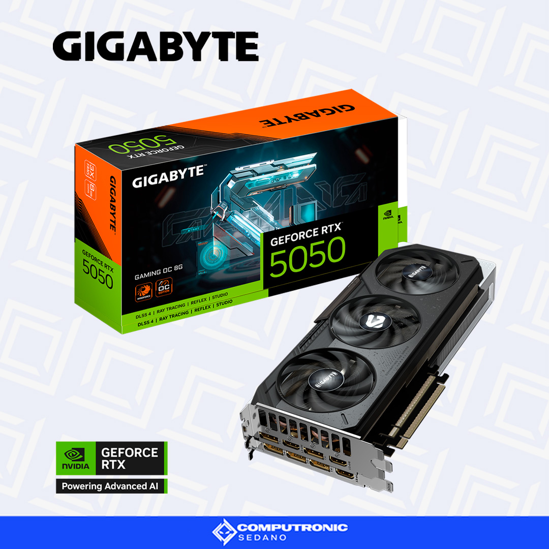 TARJ DE VIDEO GIGABYTE RTX 5050 GAMING OC 8GB-3 TARJETA DE VIDEO GIGABYTE RTX 5050 GAMING OC 8GB GDDR6 3 FAN NVIDIA GEFORCE - Imagen 1